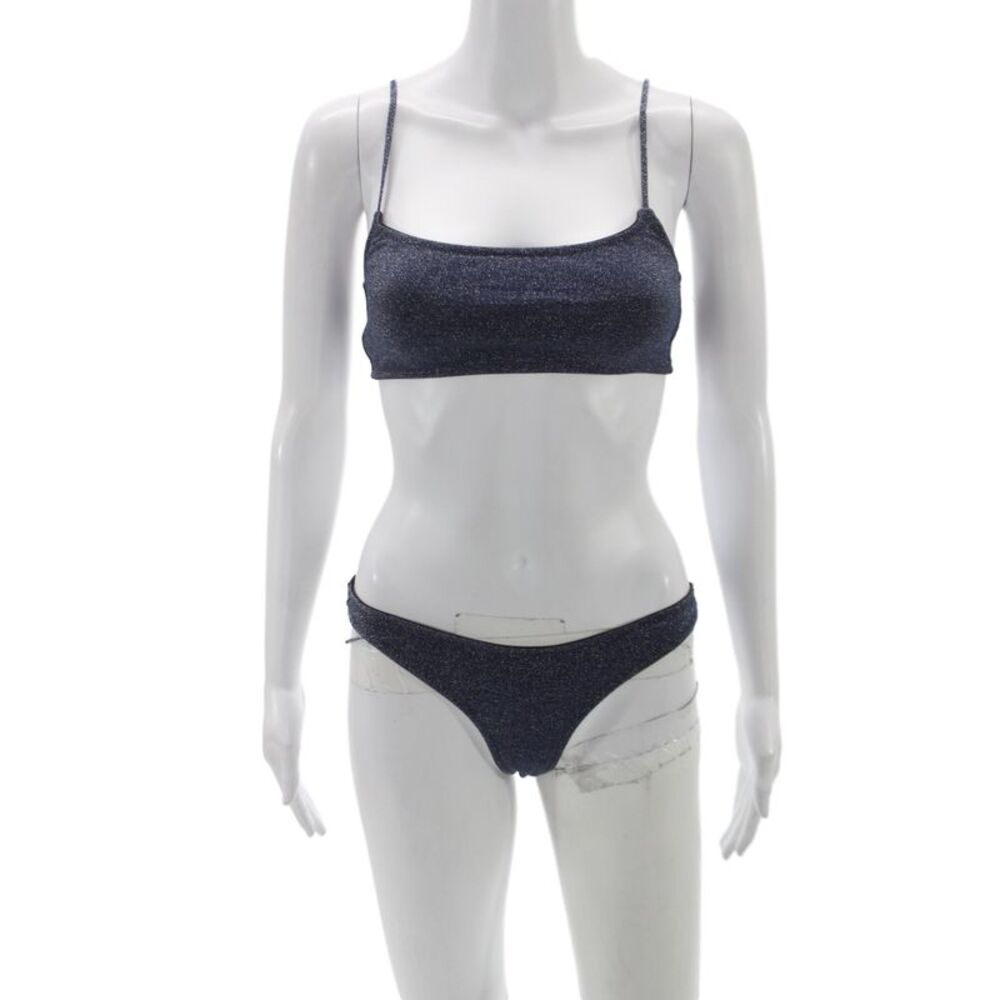 Triangl Women Blue Flecked Sparkly Bikini Set Size S